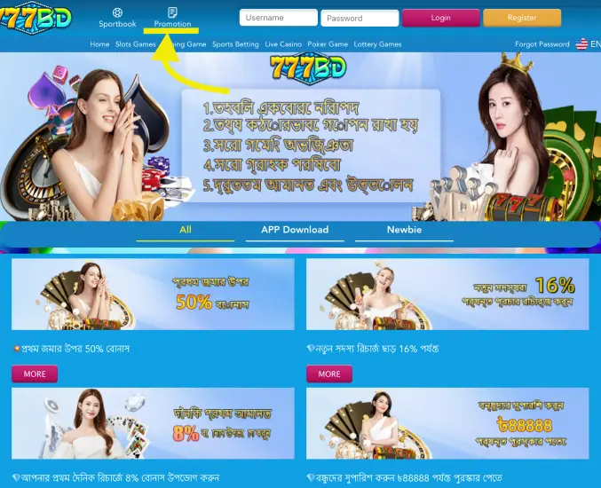 All casino promotions 777BD