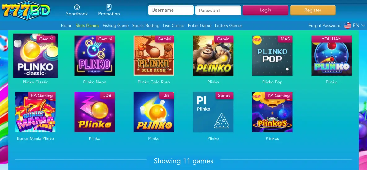Plinko Games at 777BD Casino